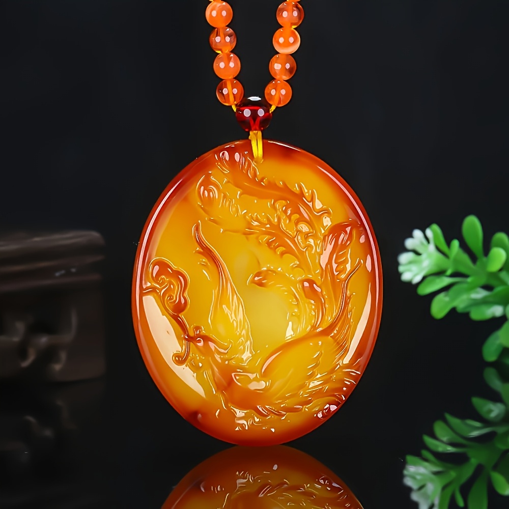 Women's Bohemian Rose Carved Pendant Necklace